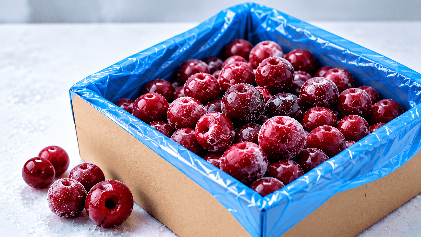Caja con cerezas IQF